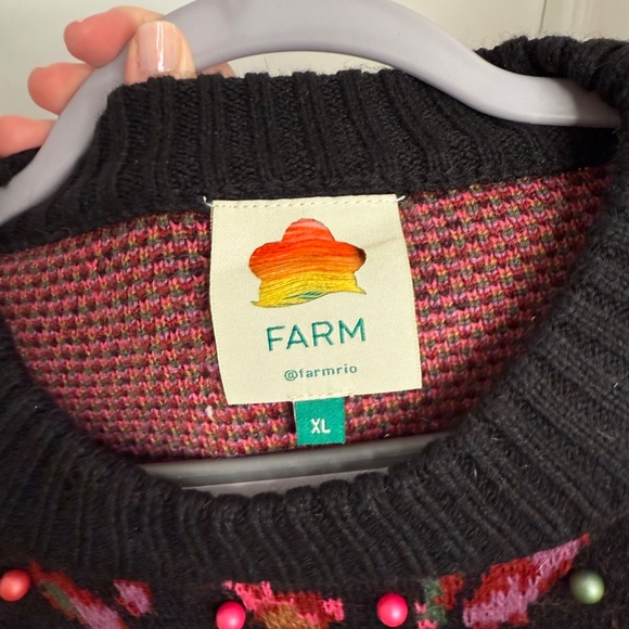 Farm Rio Colorful Beaded Leopard Sweater – Black Multi – Size XL - Picture 4 of 4